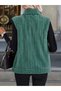 Women's Sleeveless Plush Jacket with Front Zipper Pockets - 4