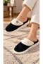 Women's Black Comfortable Lightweight Button Detailed High Eva Sole Plush House Slippers New Season - 4