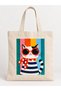 Colorful, Cat with Glasses Printed, Gift Bag, Raw Cloth Bag, Sublimation Printing, Shoulder Bag, Shopping Bag - 3
