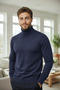 Men's Half-Throat Sweater Turtleneck Stretchy Fabric Regular Fit Knitwear