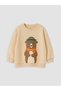 Özmarka New Season Beige Printed Baby Boy Sweatshirt