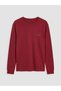 Burgundy Crew Neck Long Sleeve Men's T-Shirt - 5