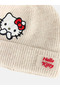 Ecru Hello Kitty Embroidered Girl's Beret and Neck Collar - 3