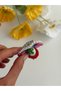 Organic Cotton Hand Knitted Amigurumi Flower and Mushroom Figured Snap Hair Clip with Pearls and Flowers for Girls - 2