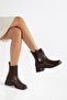 Women's Bitter Brown Elastic Non-Slip Sole Buckle Detailed Boots - 3