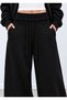 Black 3-Thread Ribbed Curved Waist Oversize Sweatpants - 5