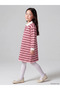 Pink Polo Collar Striped Girls' Dress