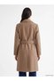 Brown Double-Breasted Collared Belted Women's Coat - 5