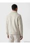 White Regular Fit Fur Collar Men's Suede Coat - 4