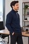 Men's Plus Size Thessaloniki Textured Stand Collar Half-Zip Sweatshirt - 3