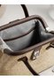 Straw-Textured Brown Clutch Bag with Brown Accents, Lock, and Crisscross Straps for Women HB006 - 3