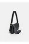 Black Polka Dot Women's Shoulder Bag with Scarf Detail - 2