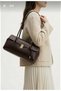Soft Textured Leather Baguette Bag with Lock Closure - 3