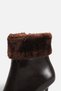 Women's Fur Pointed Toe Zippered Heeled Boots Brown - 7