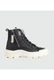 (Conpax) Women's Daily Boots with Non-Slip Soles and Zipper Inside Wool Black White - 2
