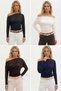 Women's 4-Piece Economical Pack Asymmetrical Collar Waist-Fitted Long Sleeve Premium Soft Blouse