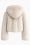 Bsk Hooded Cropped Faux Fur Coat Jacket - 6