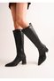 Karam New Pointed Toe Gold Detail Thick Heel Ankle-High Zippered Boots _The Peak of Everyday Style - 4