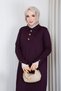 Women's Mercerized Knitwear Dress with Lace Detail on Sleeves and Stones