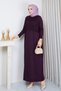 Women's Mesh Stone Detailed Mercerized Knitwear Dress - 6