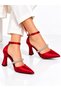 Women's Front Motif Stoned Satin Material Stylish and Comfortable Heeled Shoes - 3