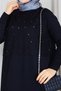 Women's Mesh Stone Detailed Mercerized Knitwear Dress - 7