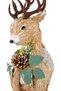 Christmas Ornament Natural Straw Covered Deer Figure with Snow Effect Brown-White 25X38 Cm. - 2