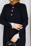 Women's Mercerized Knitwear Dress with Lace Detail on Sleeves and Stones - 7