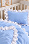 100% Cotton Ruffled Baby Duvet Cover Set Blue - 2