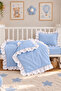100% Cotton Ruffled Baby Duvet Cover Set Blue
