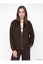 Rmz Gi̇yi̇m Farkiyla Hooded Loose Fit Women's Thick Zippered Sweatshirt