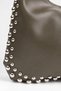 Women's Acacia Khaki Faux Leather Studded Knot Detailed Handle Medium Size Zipper Closure Hand and Shoulder Bag - 4