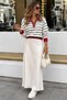 Colorful Striped Polo Collar Knitwear Women's Sweater - 4