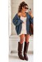 Loose Hair Knit Detailed Buttoned Low Sleeve Women's Cardigan