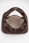 Women's Acacia Bitter Brown Faux Leather Studded Knot Detailed Handle Medium Size Zipper Closure Hand and Shoulder Bag - 5