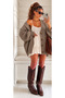 Loose Hair Knit Detailed Buttoned Low Sleeve Women's Cardigan