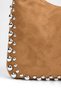 Women's Acacia Tan Suede Studded Knot Detailed Handle Medium Size Zipper Closure Hand and Shoulder Bag - 5
