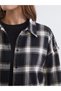 Lcwaikiki Classic Black Plaid Women's Shirt with Nevavm Difference - 3