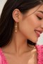 Women's Gold Color Pink Fish Bone and Paw Figure Dangle Earrings - 3