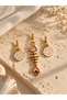Women's Gold Color Pink Fish Bone and Paw Figure Dangle Earrings