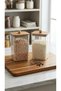 Set of 2 Acrylic Food Storage Containers with Wooden Ball Lids Transparent Grain Organizer Box 2900 ml