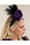 Halloween Crown with Black Feathers and Purple Roses Gothic Costume Hair Accessory Halloween Party Crown - 4