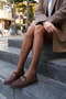 Serena Women's Brown Genuine Suede Loafer Shoes with Buckle - 3