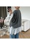 Lace Detailed Knitwear Cardigan with Gathered Sleeves - Anthracite - 2