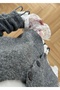 Lace Detailed Knitwear Cardigan with Gathered Sleeves - Anthracite - 3