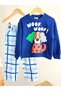 Children's Cotton Dog Printed Blue Sweatshirt and Sweatpants Set - 2