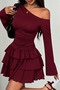 One-Shoulder Draped Flounce Mini Dress Jt9270 - 2