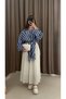 Striped Tunic with Front Slit Detail - Hpm - Blue & White