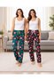 2-Piece Plaid Women's Micro Suede Winter Elastic Comfortable Pajama Bottoms
