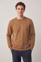 Men's Camel Crew Neck 2 Thread Basic Sweatshirt Long Sleeve Plain Regular Fit Casual - 3